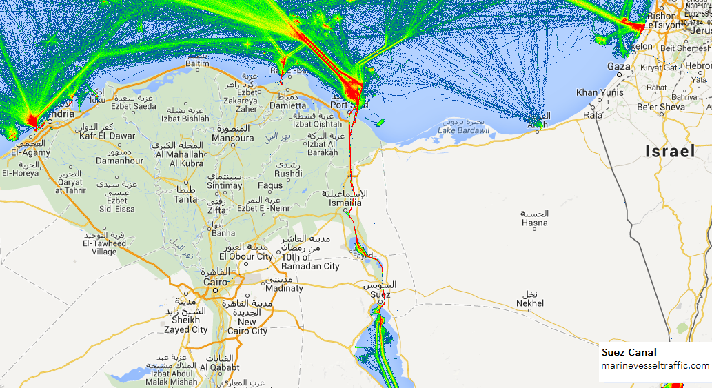 Live Marine Traffic, Density Map and Current Position of ships in SUEZ CANAL AIS